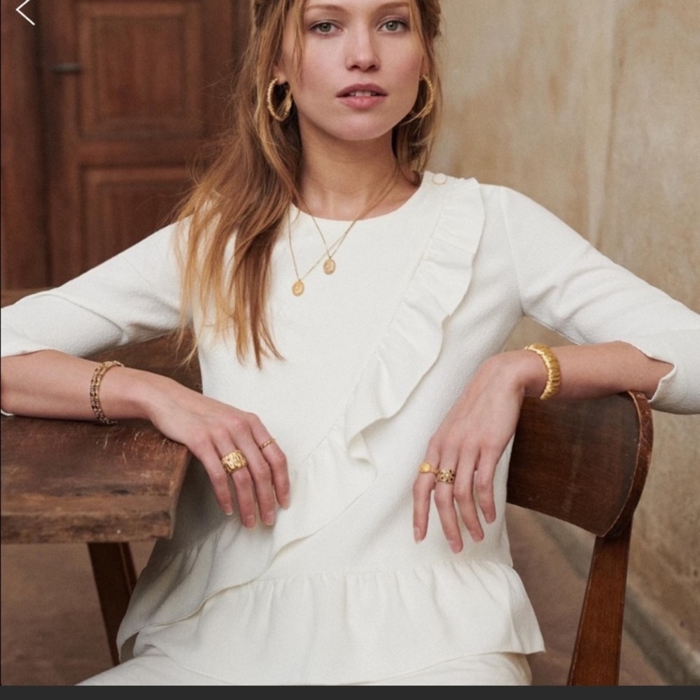 Sezane Jerry blouse in ivory